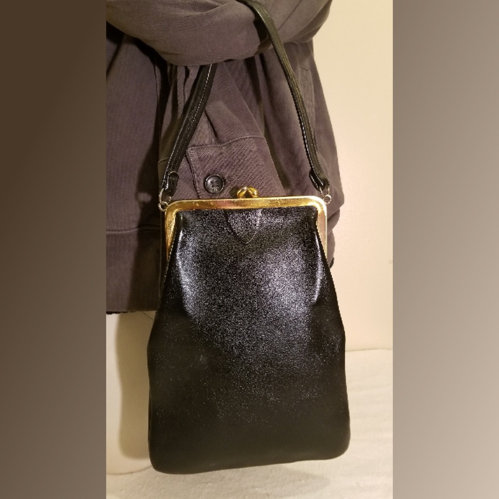 Rare and unique black vintage leather purse